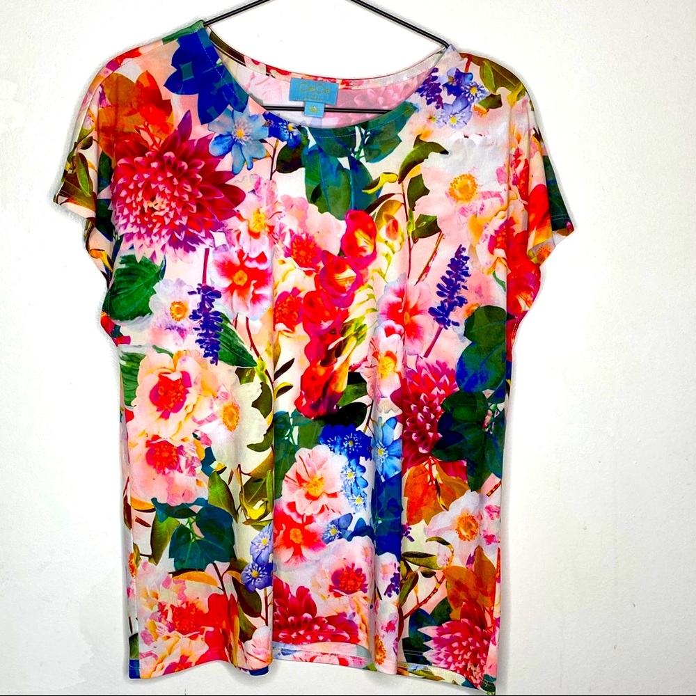 CeCe Floral Cap Sleeve Top